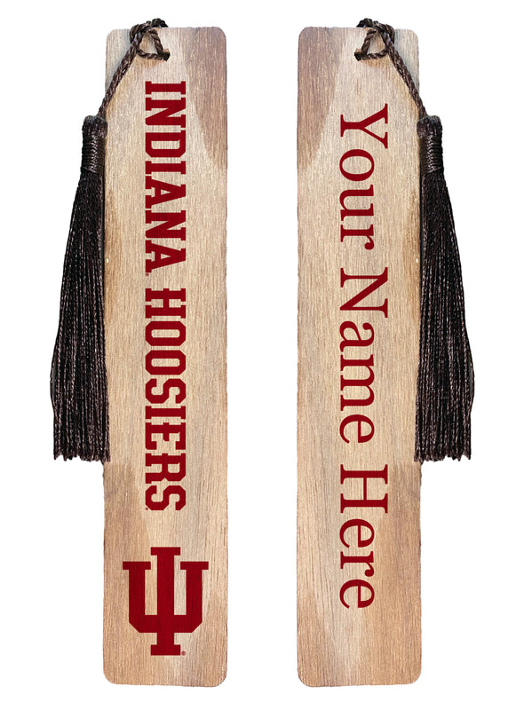 Indiana Hoosiers Personalized Wooden Bookmark with Tassel – Officially Licensed Collegiate Product Wood Background