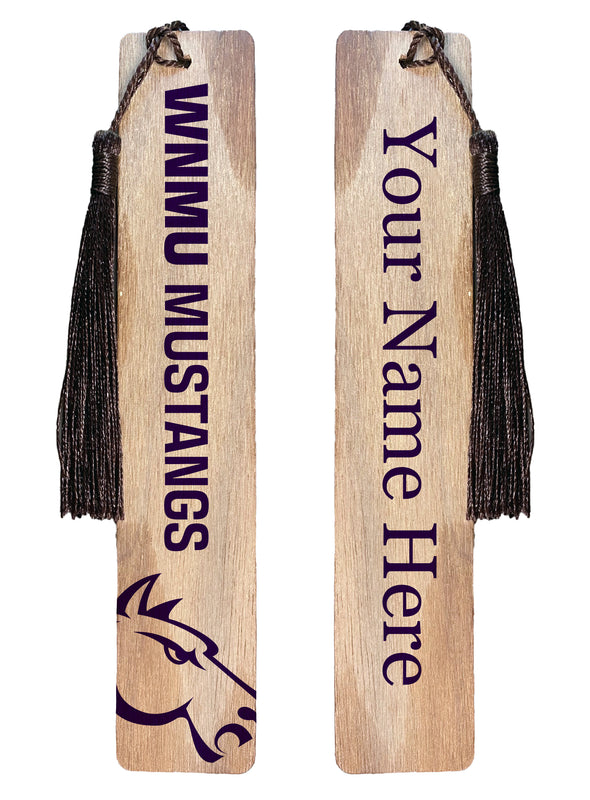 Western New Mexico University Personalized Wooden Bookmark with Tassel – Officially Licensed Collegiate Product Wood Background