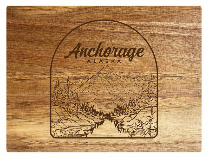 Anchorage Alaska Souvenir Wooden Cutting Board 8 x 6 