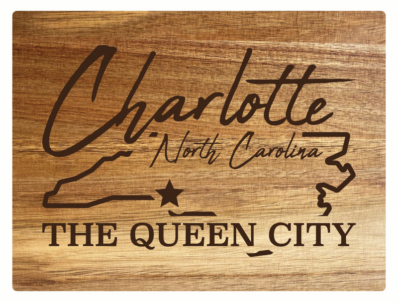 Charlotte North Carolina Souvenir Wooden Cutting Board 8 x 6 