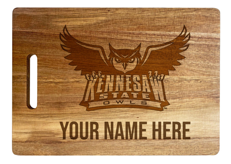 Kennesaw State University Customizable Engraved Wooden Cutting Board 10" x 14" Acacia Wood Officially Licensed Collegiate Product Large Engraving