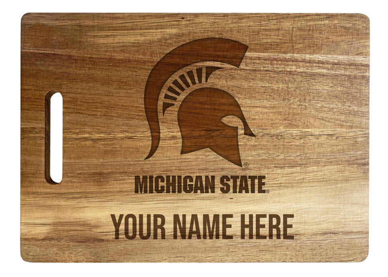 Michigan State Spartans Customizable Engraved Wooden Cutting Board 10" x 14" Acacia Wood Officially Licensed Collegiate Product Large Engraving