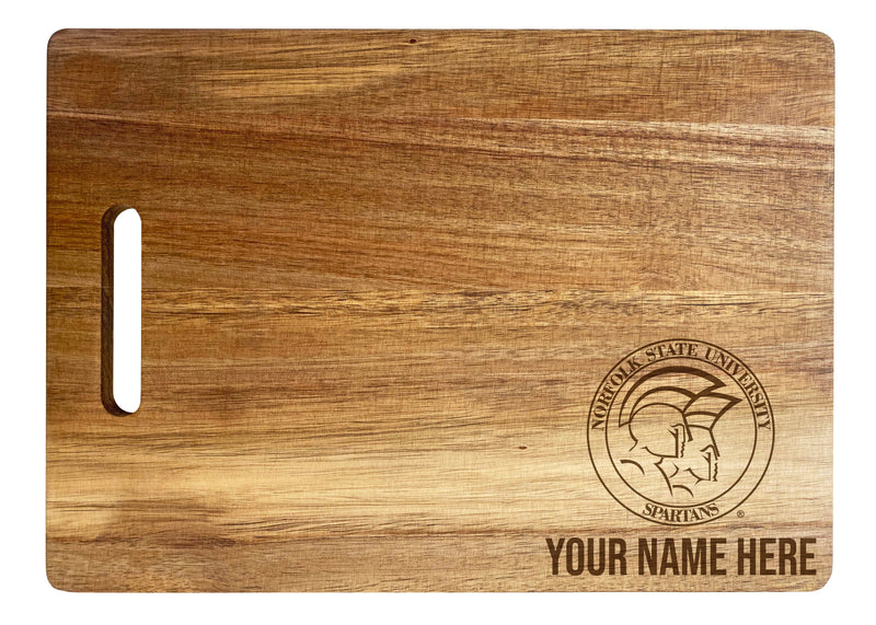 Norfolk State University Customizable Engraved Wooden Cutting Board 10" x 14" Acacia Wood Officially Licensed Collegiate Product Small Engraving