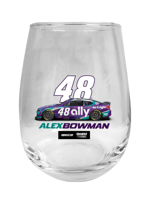 Alex Bowman #48 Nascar Offic. Licensed 15 oz Stemless Wine Glass