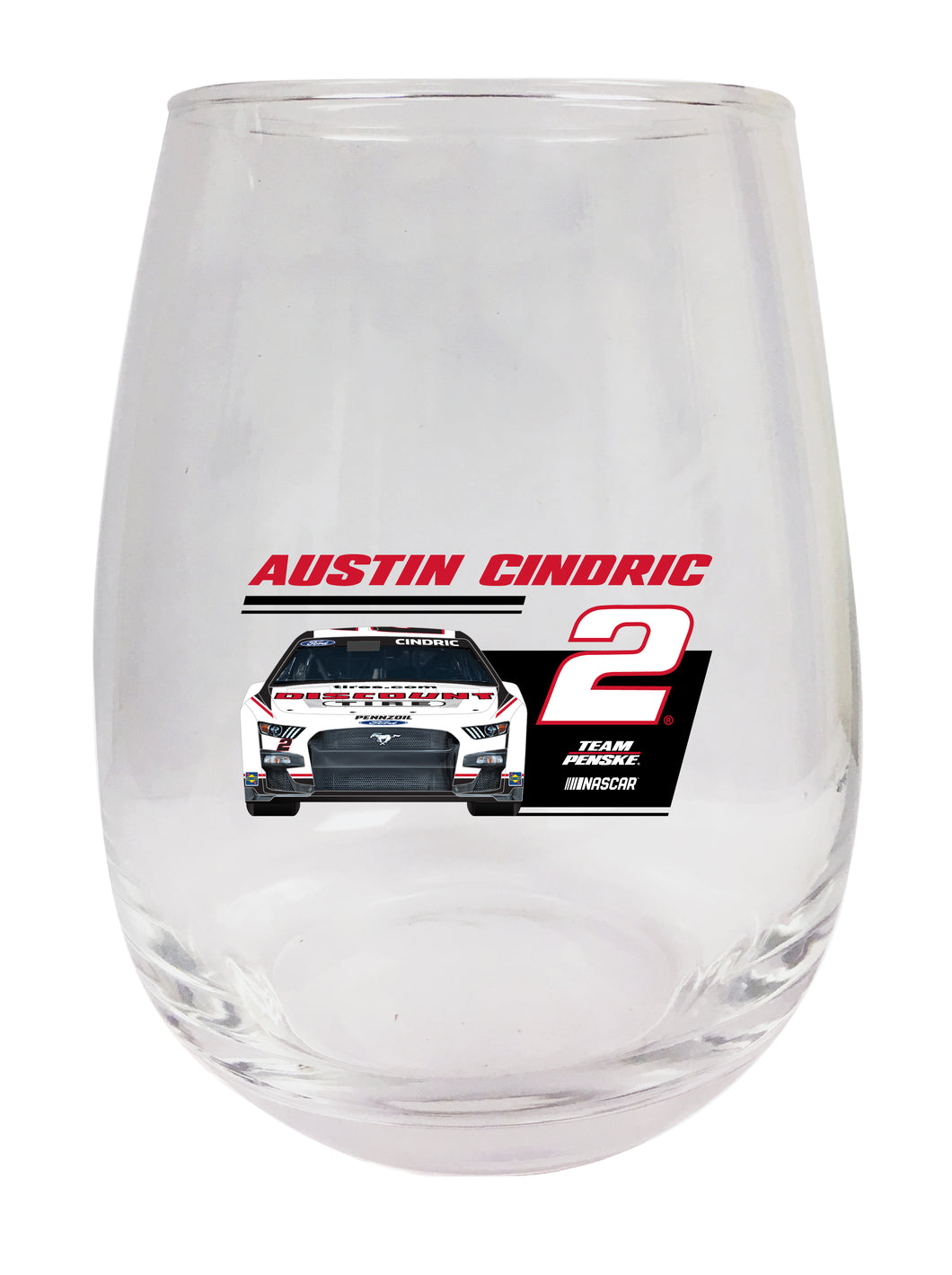 #2 Austin Cindric NASCAR Officially Licensed Stemless Wine Glass