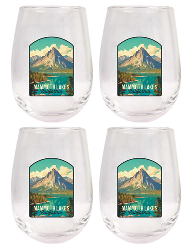 Mammoth Lakes California Design A Souvenir 15 oz Stemless Wine Glass 4-Pack 