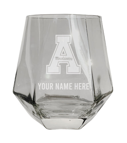 Appalachian State Customizable Stemless Diamond Wine Glass Engraved 10 oz Officially Licensed Collegiate Product 2-Pack
