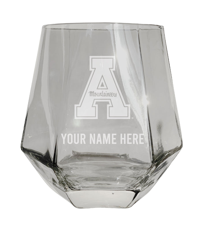 Appalachian State Customizable Stemless Diamond Wine Glass Engraved 10 oz Officially Licensed Collegiate Product 2-Pack