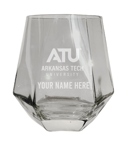 Arkansas Tech University Customizable Stemless Diamond Wine Glass Engraved 10 oz Officially Licensed Collegiate Product 2-Pack