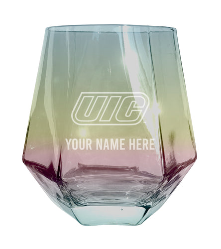 University of Illinois at Chicago Customizable Stemless Diamond Wine Glass Engraved 10 oz Officially Licensed Collegiate Product Single Unit