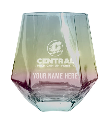 Central Michigan University Customizable Stemless Diamond Wine Glass Engraved 10 oz Officially Licensed Collegiate Product 2-Pack