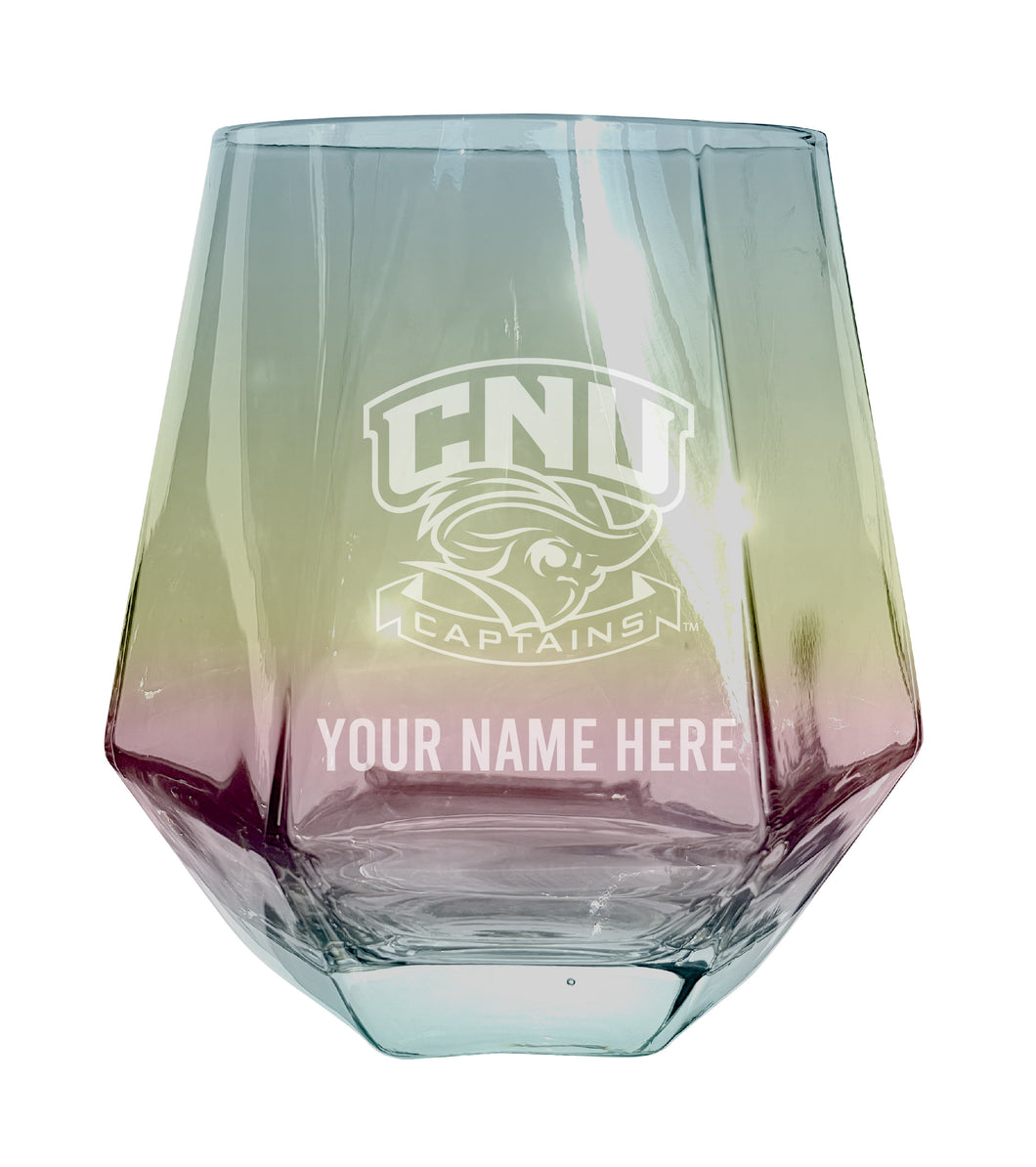 Christopher Newport Captains Customizable Stemless Diamond Wine Glass Engraved 10 oz Officially Licensed Collegiate Product Single Unit