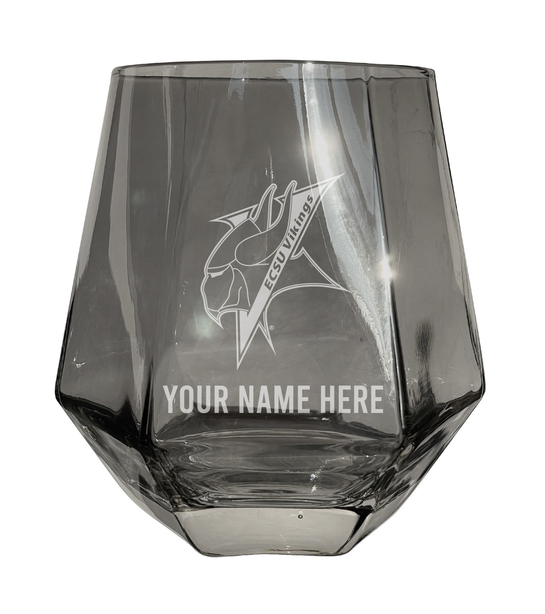Elizabeth City State University Customizable Stemless Diamond Wine Glass Engraved 10 oz Officially Licensed Collegiate Product 2-Pack