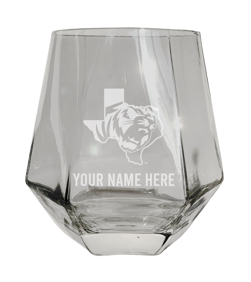 East Texas Baptist University Customizable Stemless Diamond Wine Glass Engraved 10 oz Officially Licensed Collegiate Product Single Unit