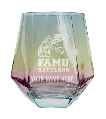 Florida A&M Rattlers Customizable Stemless Diamond Wine Glass Engraved 10 oz Officially Licensed Collegiate Product Single Unit