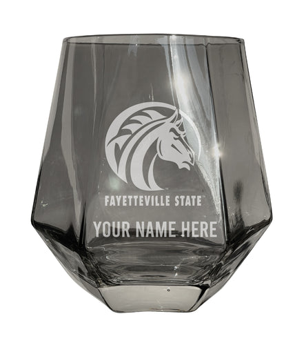 Fayetteville State University Customizable Stemless Diamond Wine Glass Engraved 10 oz Officially Licensed Collegiate Product Single Unit
