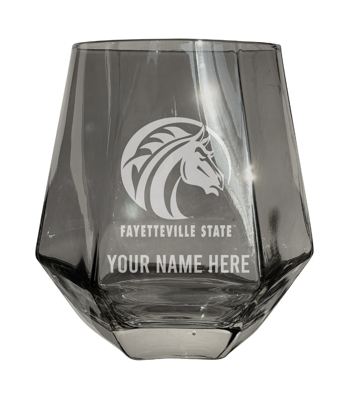 Fayetteville State University Customizable Stemless Diamond Wine Glass Engraved 10 oz Officially Licensed Collegiate Product Single Unit