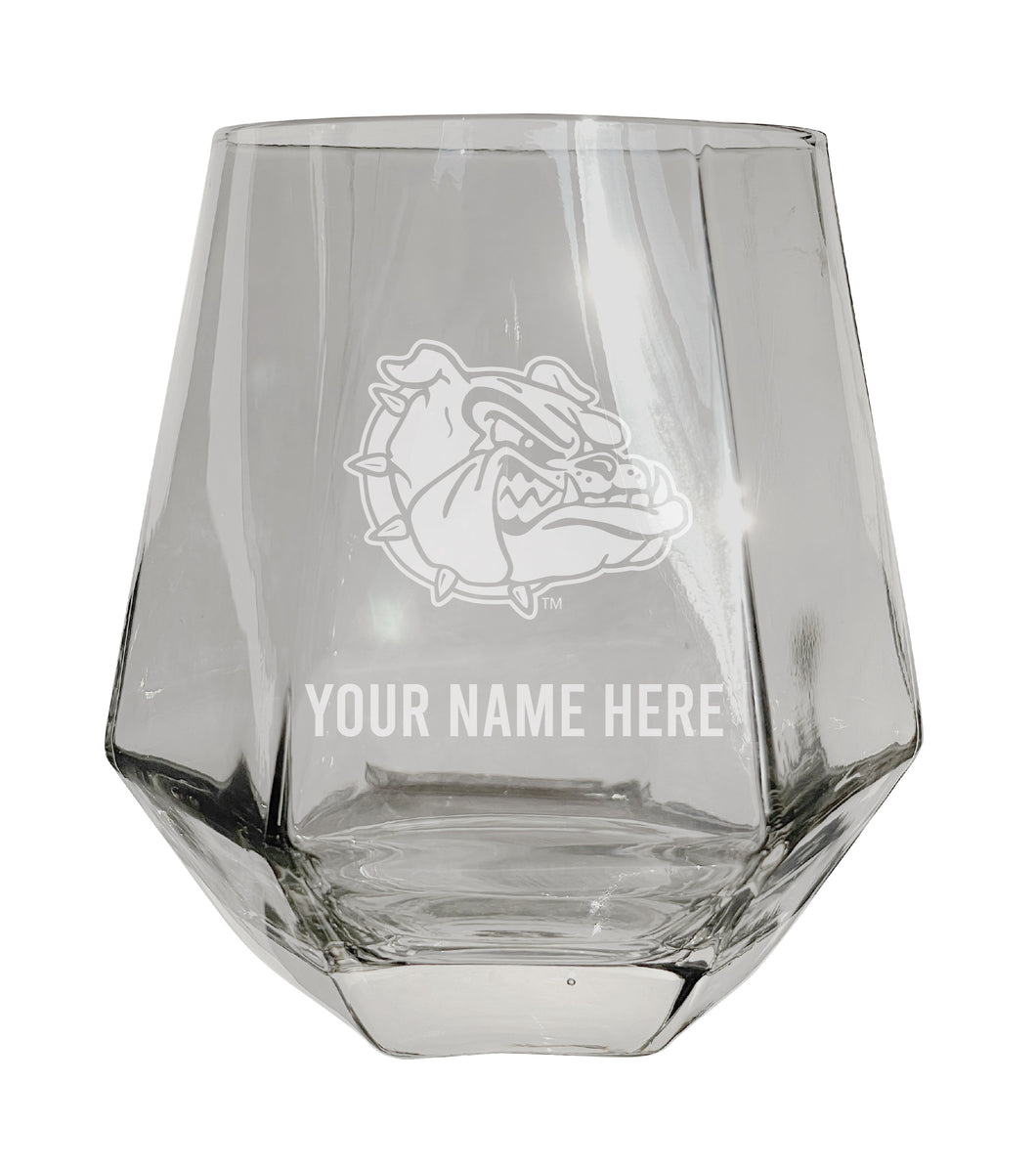 Gonzaga Bulldogs Customizable Stemless Diamond Wine Glass Engraved 10 oz Officially Licensed Collegiate Product Single Unit