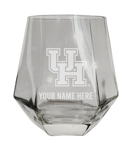 University of Houston Customizable Stemless Diamond Wine Glass Engraved 10 oz Officially Licensed Collegiate Product 2-Pack