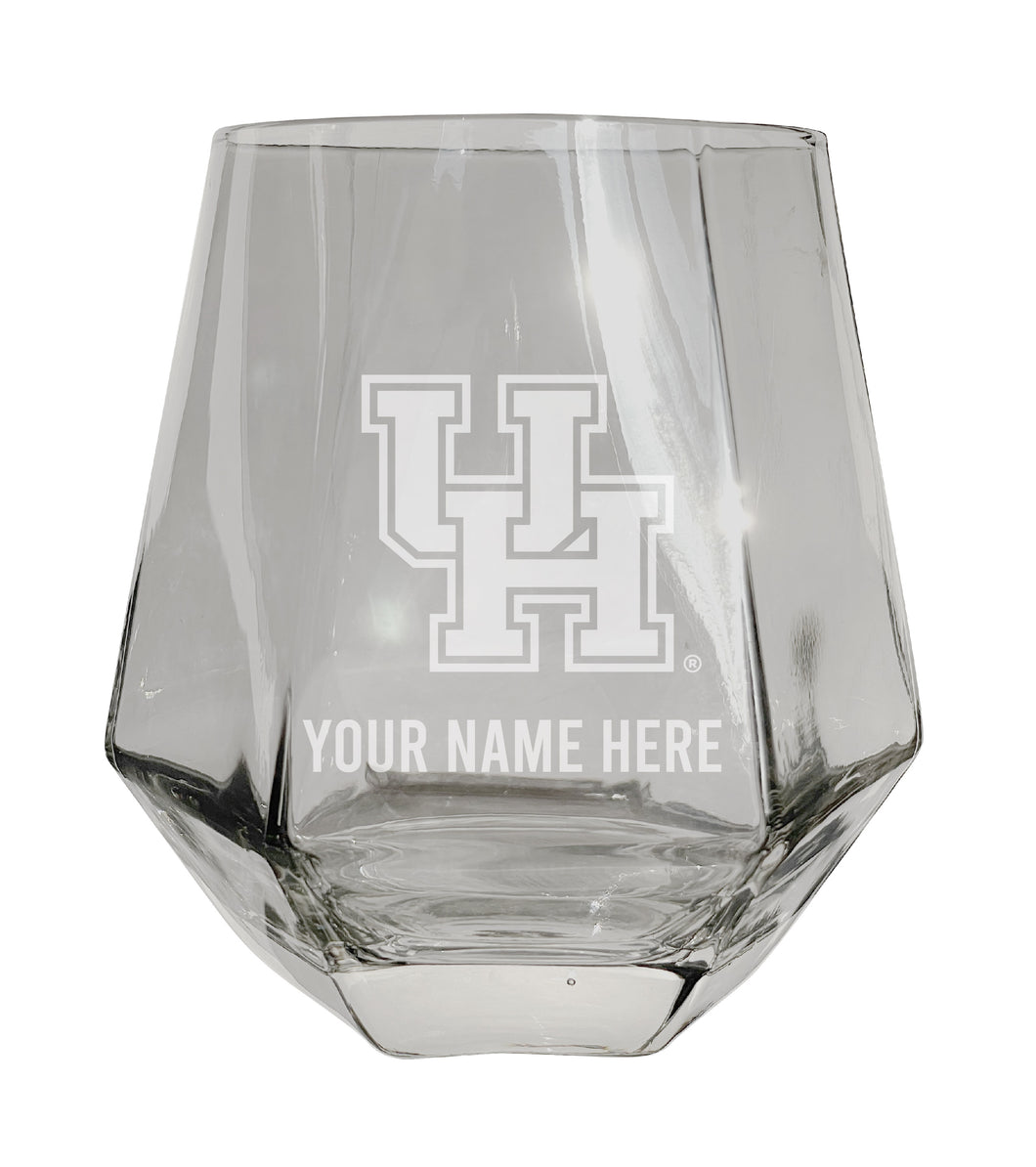 University of Houston Customizable Stemless Diamond Wine Glass Engraved 10 oz Officially Licensed Collegiate Product 2-Pack