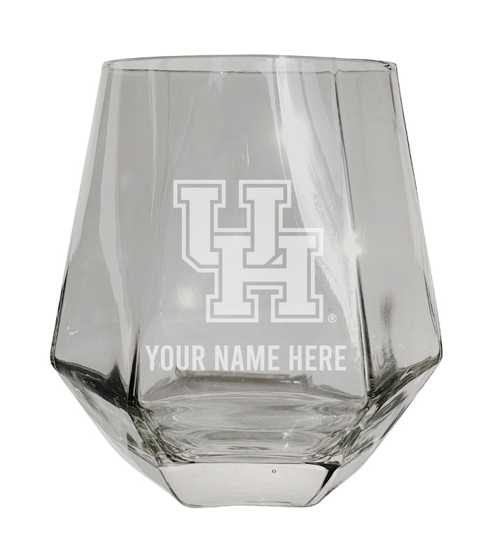 University of Houston Customizable Stemless Diamond Wine Glass Engraved 10 oz Officially Licensed Collegiate Product 2-Pack