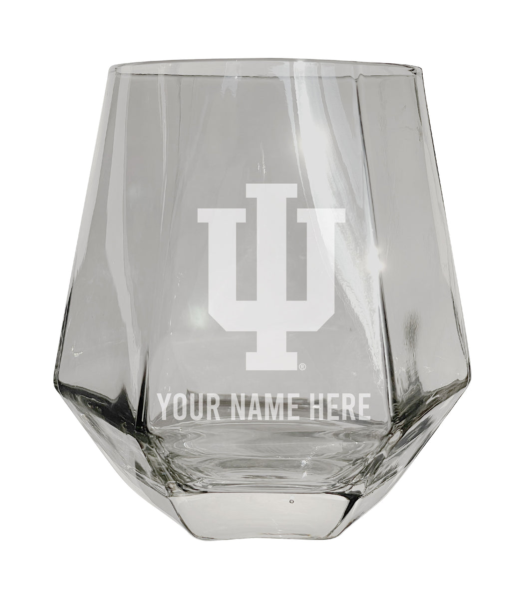 Indiana Hoosiers Customizable Stemless Diamond Wine Glass Engraved 10 oz Officially Licensed Collegiate Product 2-Pack