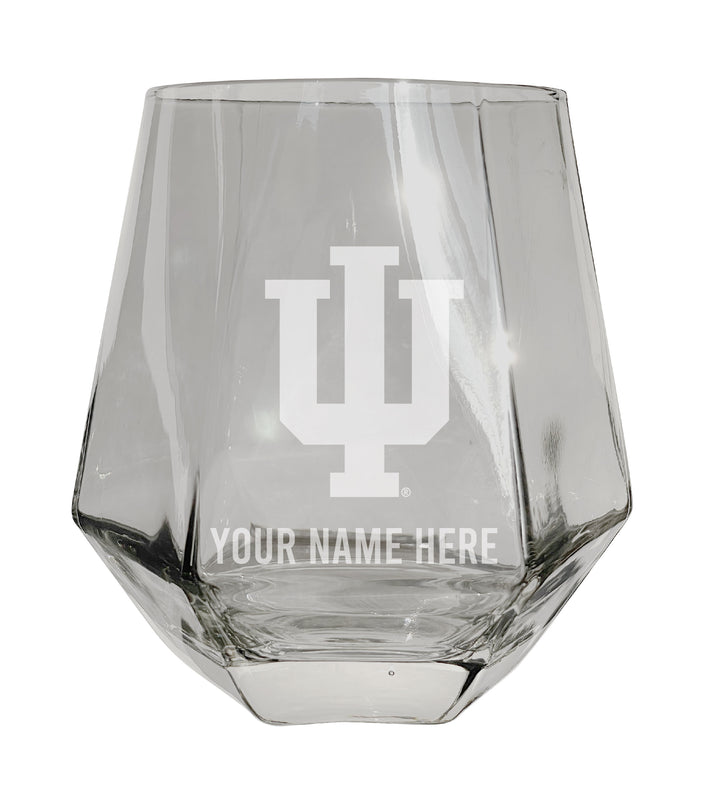 Indiana Hoosiers Customizable Stemless Diamond Wine Glass Engraved 10 oz Officially Licensed Collegiate Product 2-Pack
