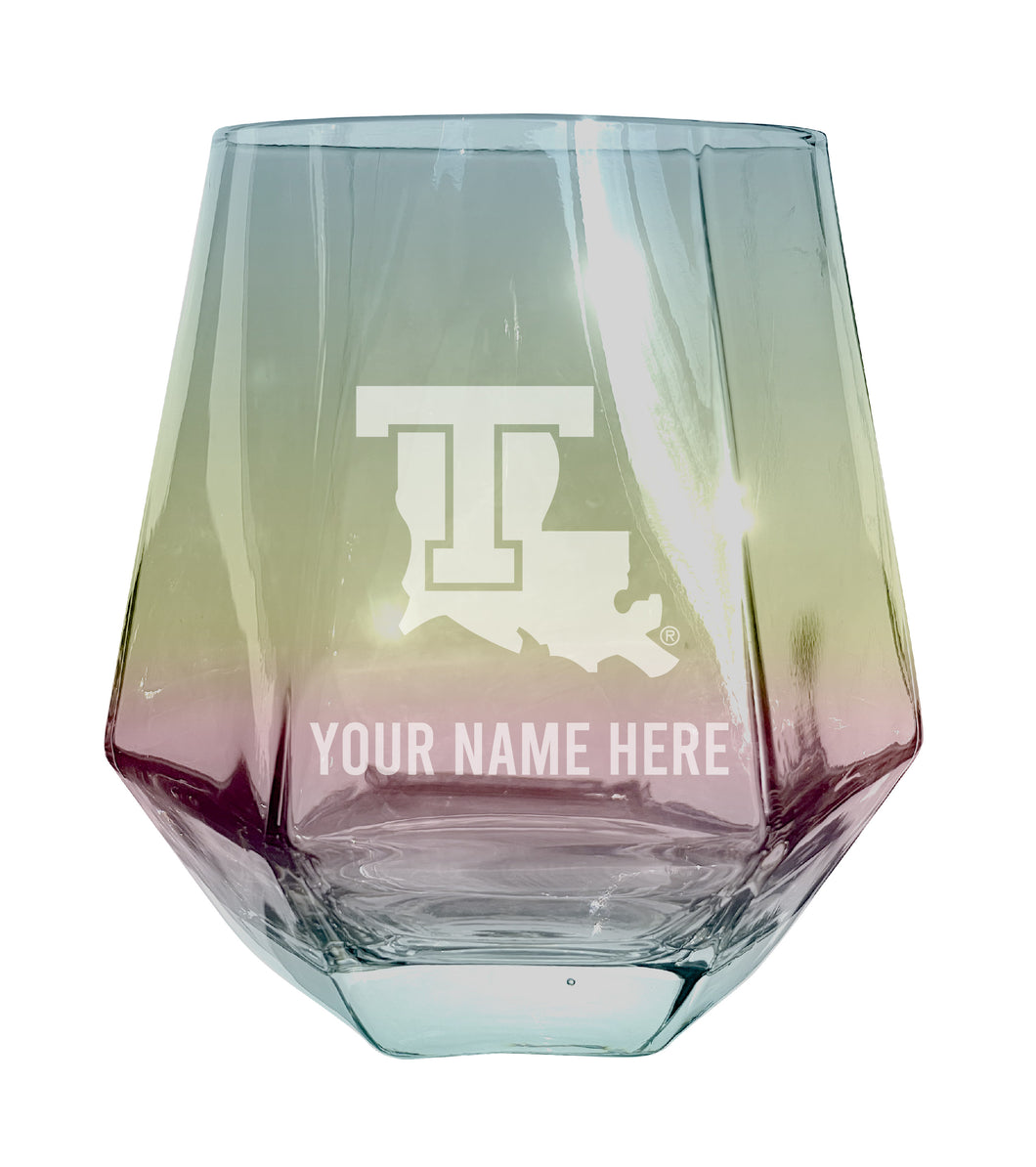 Louisiana Tech Bulldogs Customizable Stemless Diamond Wine Glass Engraved 10 oz Officially Licensed Collegiate Product 2-Pack
