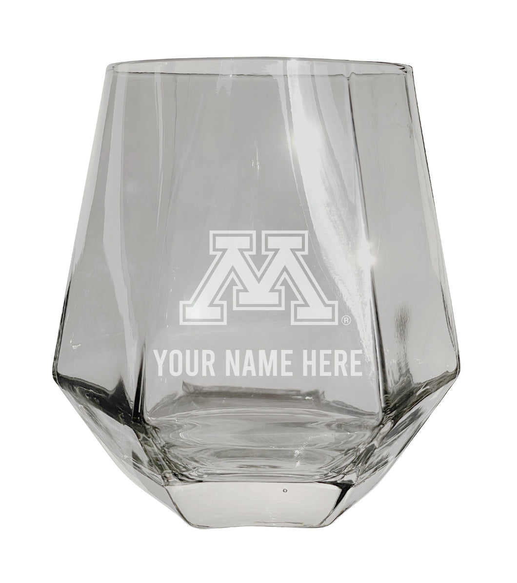Minnesota Gophers Customizable Stemless Diamond Wine Glass Engraved 10 oz Officially Licensed Collegiate Product 2-Pack
