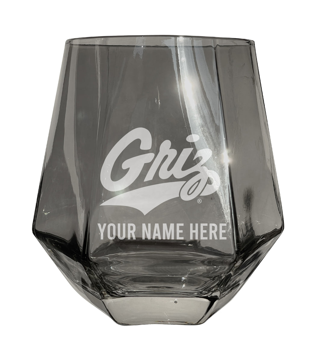 Montana University Customizable Stemless Diamond Wine Glass Engraved 10 oz Officially Licensed Collegiate Product 2-Pack