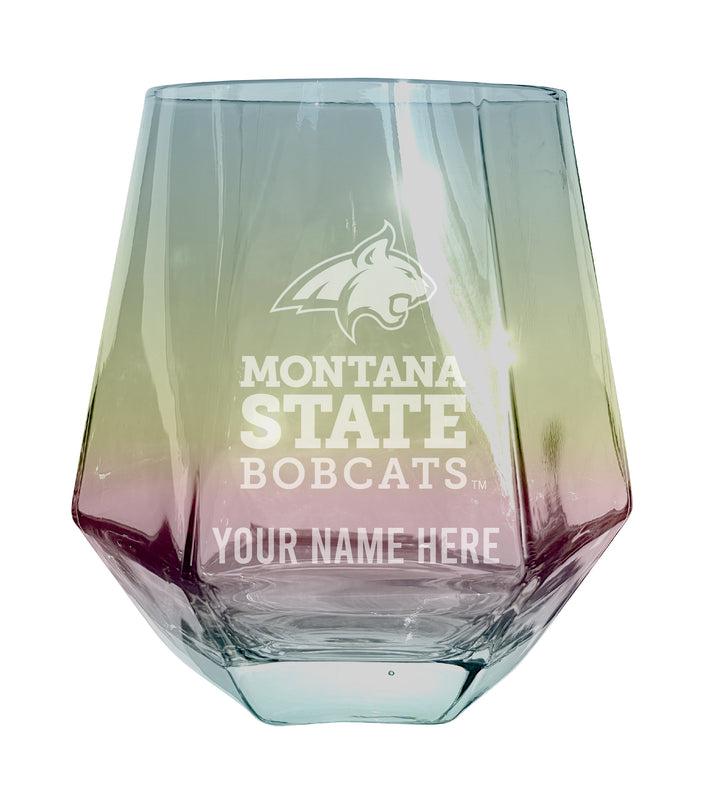 Montana State Bobcats Customizable Stemless Diamond Wine Glass Engraved 10 oz Officially Licensed Collegiate Product 2-Pack