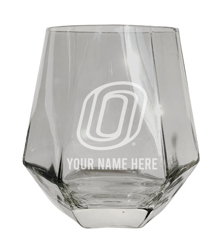 Nebraska at Omaha Customizable Stemless Diamond Wine Glass Engraved 10 oz Officially Licensed Collegiate Product Single Unit
