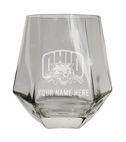Ohio University Customizable Stemless Diamond Wine Glass Engraved 10 oz Officially Licensed Collegiate Product Single Unit