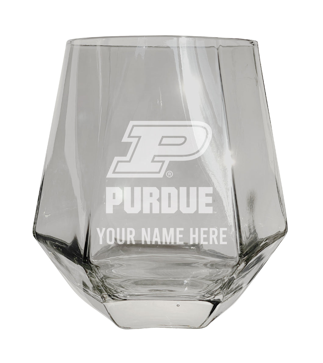 Purdue Boilermakers Customizable Stemless Diamond Wine Glass Engraved 10 oz Officially Licensed Collegiate Product Single Unit