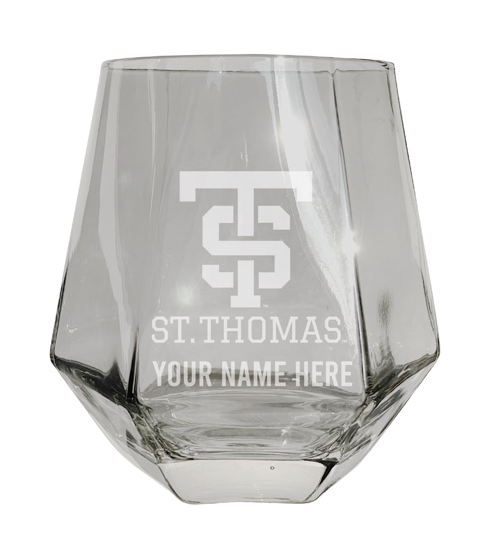 University of St. Thomas Customizable Stemless Diamond Wine Glass Engraved 10 oz Officially Licensed Collegiate Product Single Unit