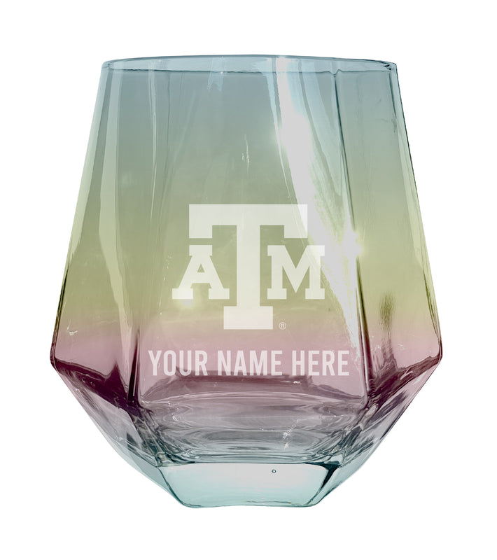 Texas A&M Aggies Customizable Stemless Diamond Wine Glass Engraved 10 oz Officially Licensed Collegiate Product 2-Pack