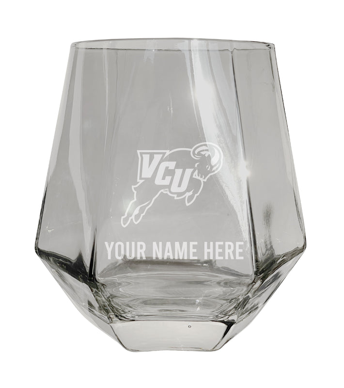Virginia Commonwealth Customizable Stemless Diamond Wine Glass Engraved 10 oz Officially Licensed Collegiate Product Single Unit
