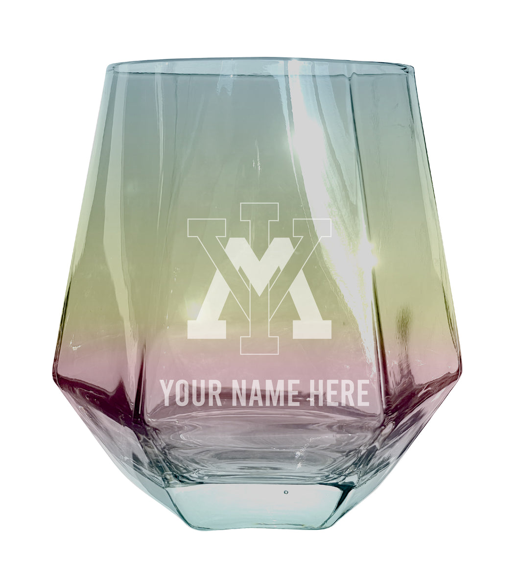 VMI Keydets Customizable Stemless Diamond Wine Glass Engraved 10 oz Officially Licensed Collegiate Product Single Unit