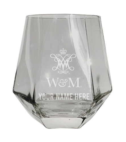William and Mary Customizable Stemless Diamond Wine Glass Engraved 10 oz Officially Licensed Collegiate Product Single Unit