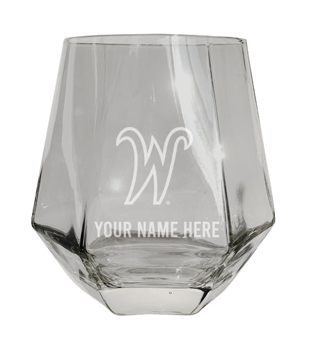 Wichita State Shockers Customizable Stemless Diamond Wine Glass Engraved 10 oz Officially Licensed Collegiate Product Single Unit