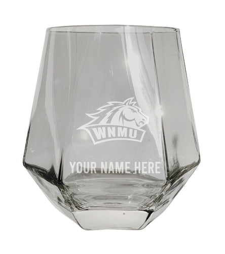 Western New Mexico University Customizable Stemless Diamond Wine Glass Engraved 10 oz Officially Licensed Collegiate Product Single Unit