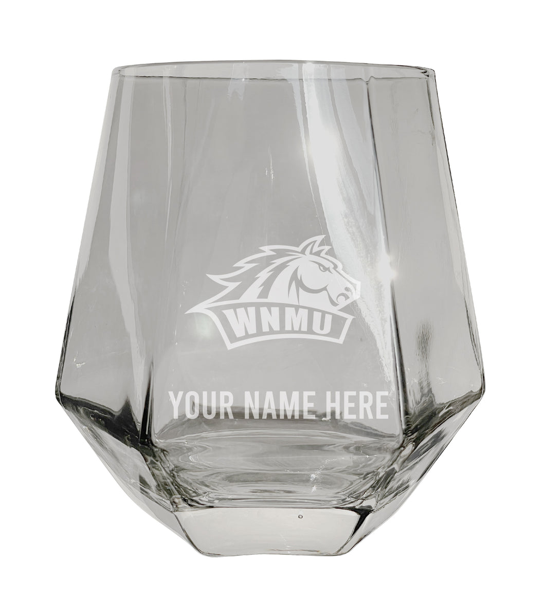 Western New Mexico University Customizable Stemless Diamond Wine Glass Engraved 10 oz Officially Licensed Collegiate Product Single Unit