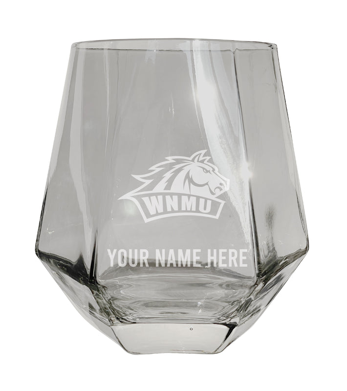 Western New Mexico University Customizable Stemless Diamond Wine Glass Engraved 10 oz Officially Licensed Collegiate Product Single Unit