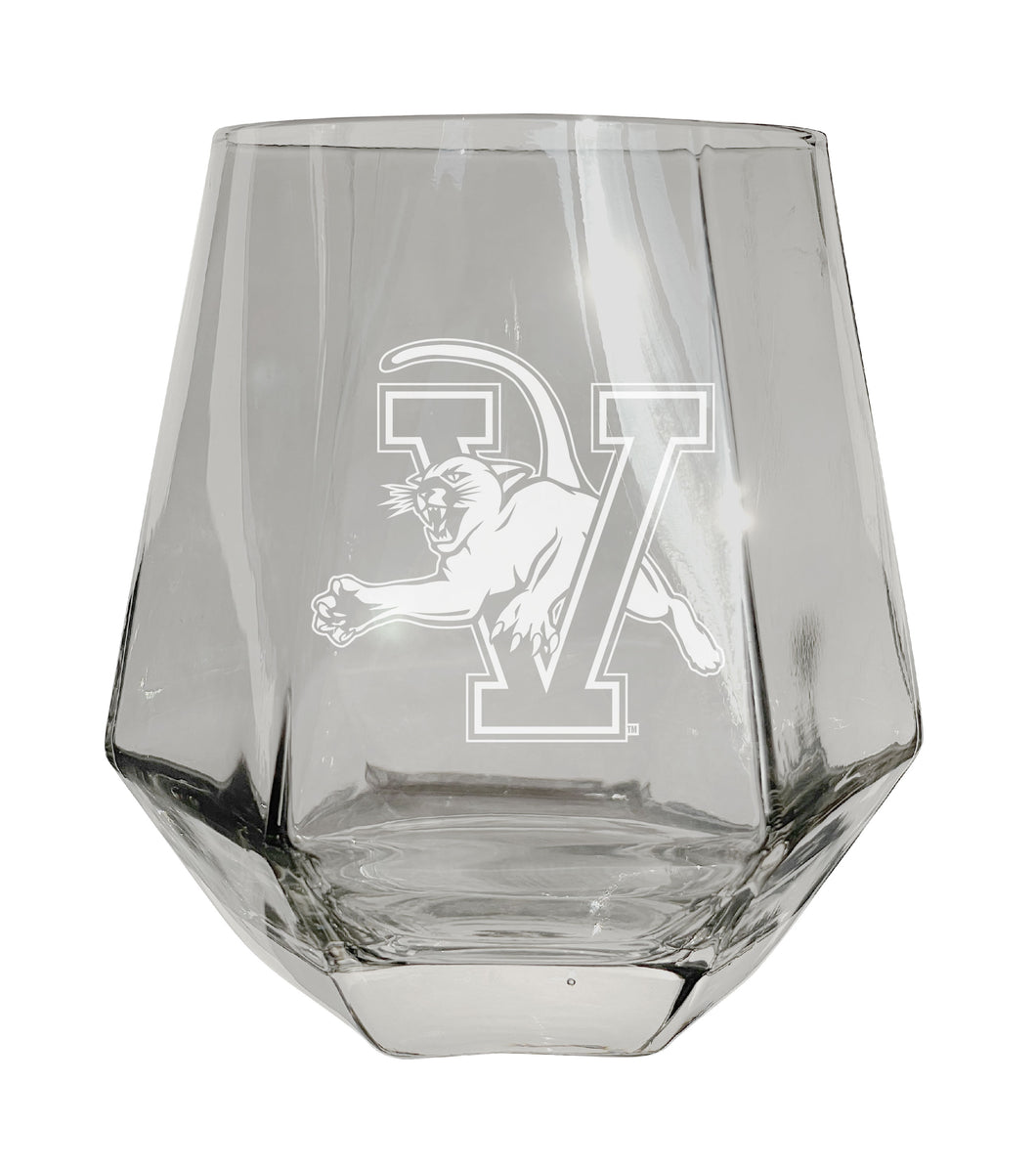Vermont Catamounts Etched Diamond Cut Stemless 10 ounce Wine Glass