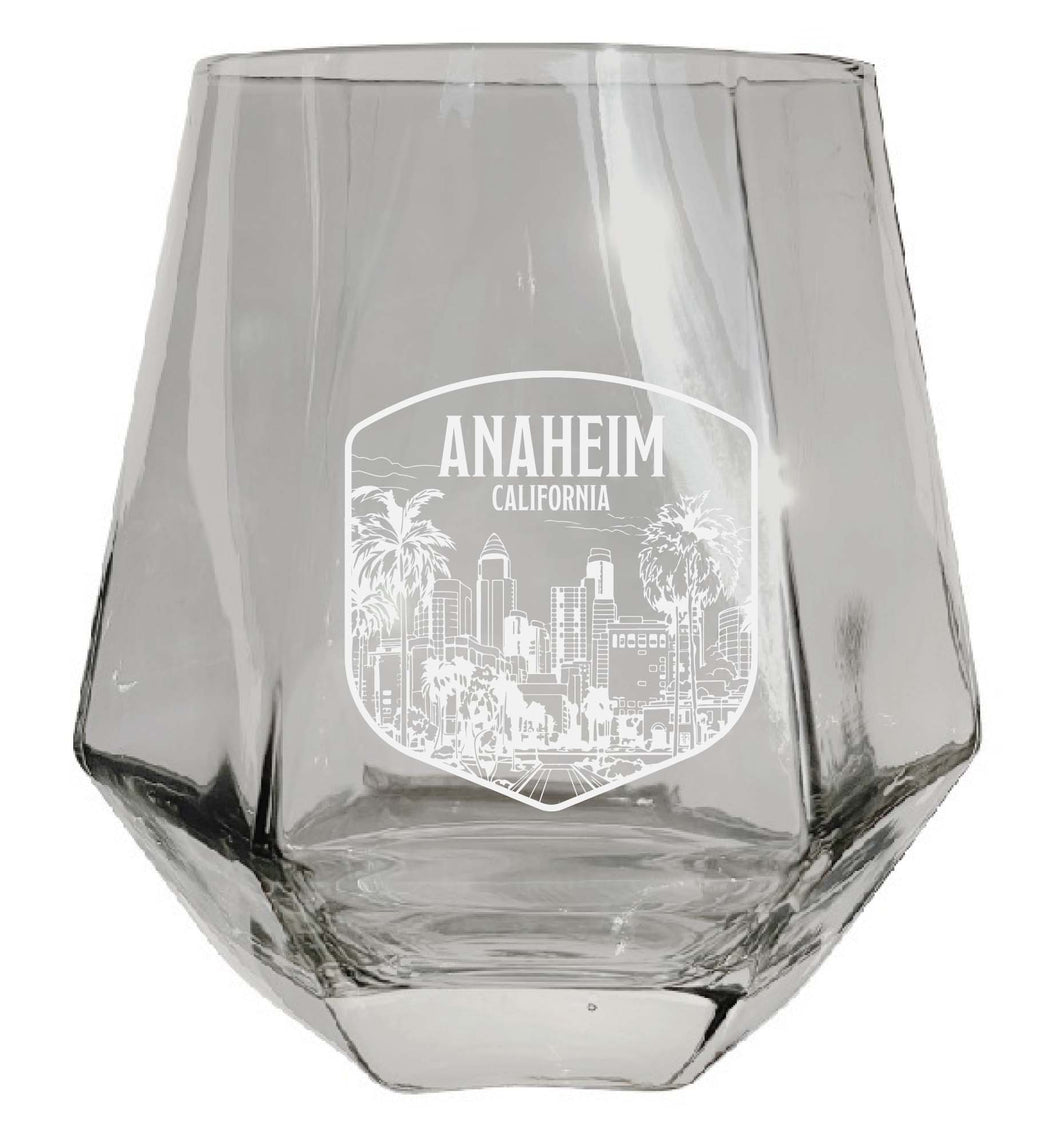 Anaheim California Souvenir Stemless Diamond Wine Glass Engraved 15 oz Clear 4-Pack