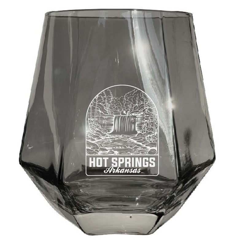 Hot Springs Arkansas Souvenir Stemless Diamond Wine Glass Engraved 15 oz Gray 4-Pack