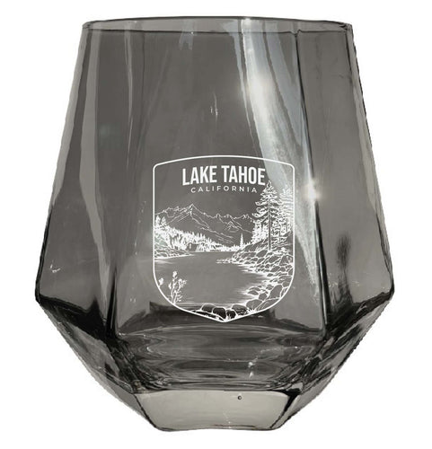 Lake Tahoe California Souvenir Stemless Diamond Wine Glass Engraved 15 oz Gray Single Unit
