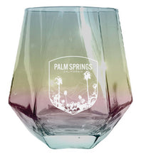 Load image into Gallery viewer, Palm Springs California Souvenir Stemless Diamond Wine Glass Engraved 15 oz Iridescent 4-Pack
