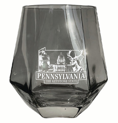 Pennsylvania Souvenir Stemless Diamond Wine Glass Engraved 15 oz Gray 4-Pack