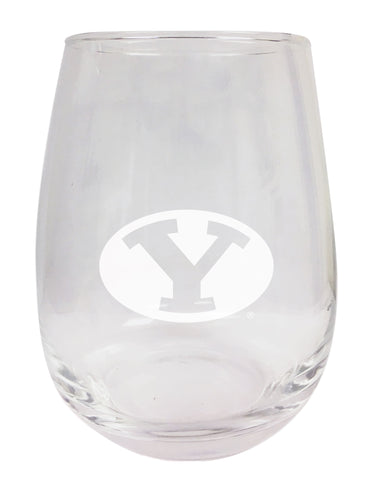 Brigham Young Cougars NCAA 15 oz Laser-Engraved Stemless Wine Glass - Perfect for Alumni & Fans